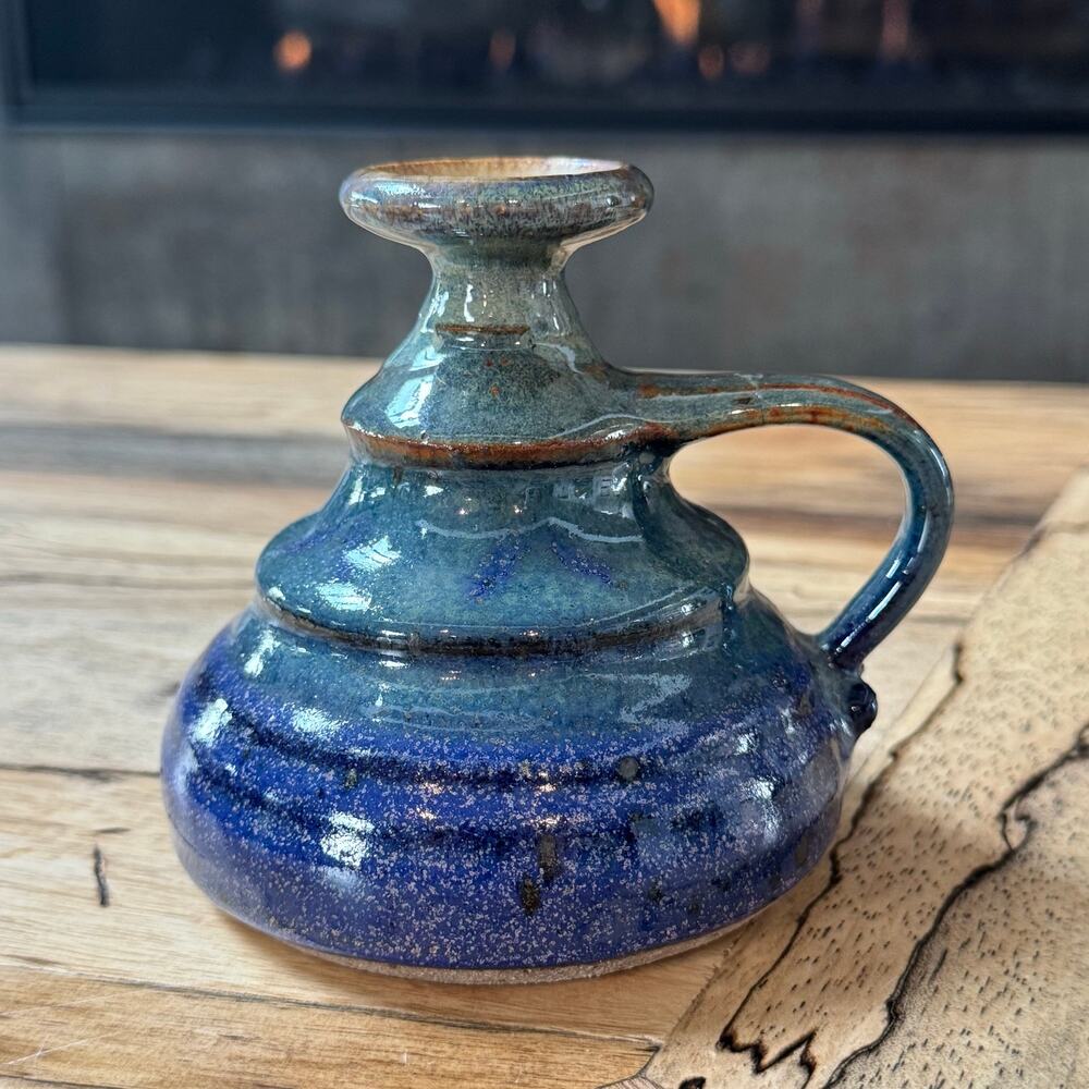 Vintage Charles Piatt Pottery Oil Lamp, Pacific Northwest Studio Stoneware 4.25"